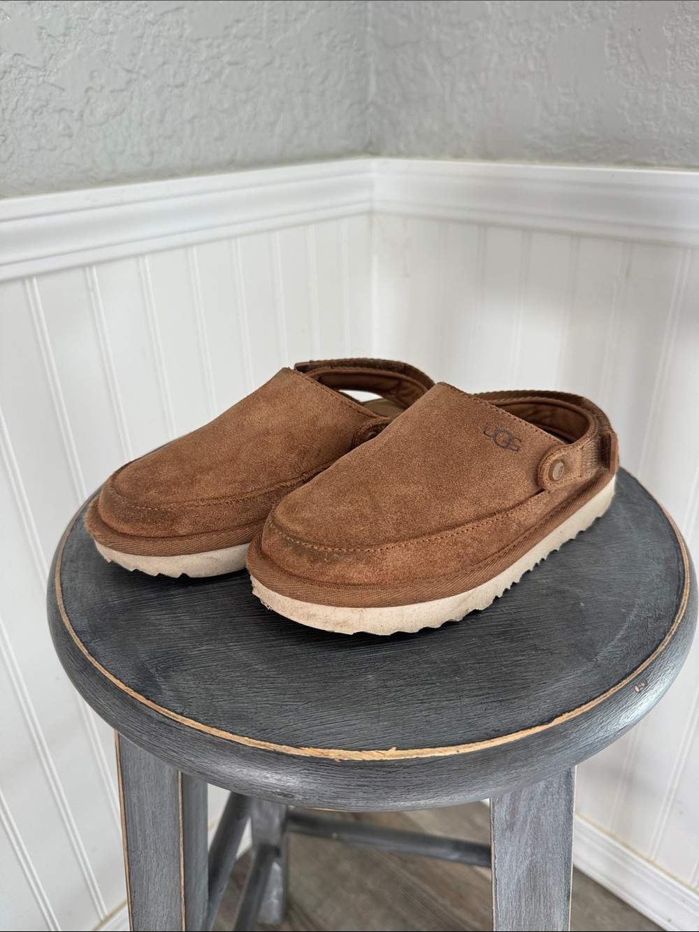 UGG Kids Chestnut Brown Suede Slip-On Clog